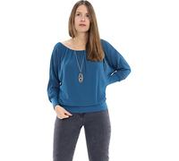 Malito - Damen Bluse mit Kette - langarmTunika mit elastischen Ärmelbündchen - Elegantes Oversize Blusenshirt mit breitem Bund 1133 (Petrol | Größe 34-42)