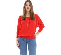 Malito - Damen Bluse schulterfrei mit Kette - Langarm Tunika mit elastischen Ärmelbündchen - Oversize Blusenshirt 1133 (Rot)