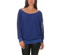 Malito Damen Chiffon Langarm Bluse | Tunika mit weiten Ärmeln | Blusenshirt mit breitem Bund | elegant - schick 6291 (blau)