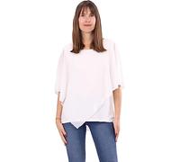 Malito - Damen Chiffonbluse - kaschierendes Fledermaus Shirt - asymmetrische Tunika mit lockerer Passform - blickdichte Bluse im Poncho Style 10732 (34-44 | weiß)