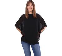 Malito - Damen Chiffonbluse - kaschierendes Fledermaus Shirt - asymmetrische Tunika mit lockerer Passform - blickdichte Bluse im Poncho Style 10732 (34-44 | schwarz)