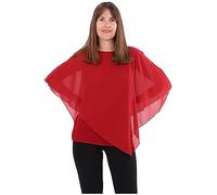 Malito - Damen Chiffonbluse - kaschierendes Fledermaus Shirt - asymmetrische Tunika mit lockerer Passform - blickdichte Bluse im Poncho Style 10732 (34-44 | Bordeaux)
