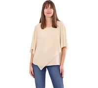Malito - Damen Chiffonbluse - kaschierendes Fledermaus Shirt - asymmetrische Tunika mit lockerer Passform - blickdichte Bluse im Poncho Style 10732 (34-44 | beige)