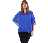 Malito - Damen Chiffonbluse - kaschierendes Fledermaus Shirt - asymmetrische Tunika mit lockerer Passform - blickdichte Bluse im Poncho Style 10732 Einheitsgröße