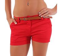 Malito Damen Chino Shorts in Unifarben | lässige Kurze Hose | Bermuda für den Strand | Pants - Hotpants 5397 (rot, L)