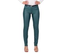 Malito - Damen Chinohose - schicke elastische Lederoptik Hose - Festliche Elegante Stretch Damenhose 1031 - Petrol S