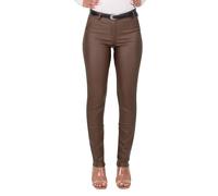 Malito - Damen Chinohose - schicke elastische Lederoptik Hose - Festliche Elegante Stretch Damenhose 1031 - Dunkelbraun M