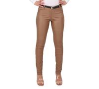 Malito - Damen Chinohose - schicke elastische Lederoptik Hose - Festliche Elegante Stretch Damenhose 1031 - Hellbraun XXL