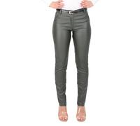 Malito - Damen Chinohose - schicke elastische Lederoptik Hose - Festliche Elegante Stretch Damenhose 1031 - Oliv XL