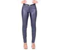 Malito - Damen Chinohose - schicke elastische Lederoptik Hose - Festliche Elegante Stretch Damenhose 1031 - Dunkelblau M