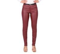 Malito - Damen Chinohose - schicke elastische Lederoptik Hose - Festliche Elegante Stretch Damenhose 1031 - Bordeaux XXL