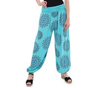 Malito - Damen Haremshose Orient Print aus Baumwolle - Leichte Stoffhose elastischer Bund - Aladinhose für Strand & Alltag - Pumphose für Frauen 7197 (Größe: 34-42 türkis)
