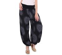 Malito - Damen Haremshose Orient Print aus Baumwolle - Leichte Stoffhose elastischer Bund - Aladinhose für Strand & Alltag - Pumphose für Frauen 7197 (Größe: 34-42 schwarz)