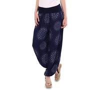 Malito - Damen Haremshose Orient Print aus Baumwolle - Leichte Stoffhose elastischer Bund - Aladinhose für Strand & Alltag - Pumphose für Frauen 7197 (Größe: 34-42 dunkelblau)