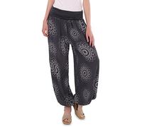 Malito - Damen Haremshose Orient Print aus Baumwolle - Leichte Stoffhose elastischer Bund - Aladinhose für Strand & Alltag - Pumphose für Frauen 7197 (Größe: 34-42 dunkelgrau)