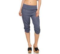 Malito Damen Hose aus Leinen | Stoffhose in Uni Farben | Freizeithose mit Knöpfen | Chino - Capri - Strandhose 7988