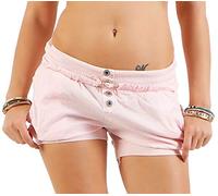 Malito Damen Hotpants in Unifarben | lockere Kurze Hose | Bermuda für den Strand | Pants - Shorts - klassisch 6086 (rosa, XL)