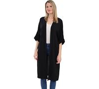 Malito - Damen Kimono - Cardigan für den Sommer - Tunika Poncho Blazer für den Alltag - Strand Party Bikini Cover Up Basic 2342 (Größe: 34-42 schwarz)