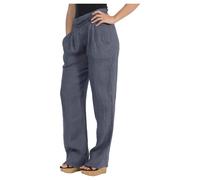 Malito - Damen Leinenhose mit Taschen - Basic Stoffhose - Leichte Sommerhose für warme Tage - Chino Jogginghose für den Strand - Freizeithose für Frauen 2727 (Jeansblau | Größe S)