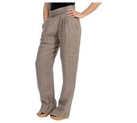 Malito - Damen Leinenhose mit Taschen - Basic Stoffhose - Leichte Sommerhose für warme Tage - Chino Jogginghose für den Strand - Freizeithose für Frauen 2727 (Fango | Größe S)