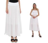 Malito - Damen Maxirock - locker geschnittenes Bandeaukleid aus Baumwolle - Rock mit elastischem Jerseybund 80150 - Weiß