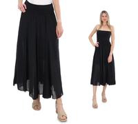 Malito - Damen Maxirock - locker geschnittenes Bandeaukleid aus Baumwolle - Rock mit elastischem Jerseybund 80150 - Schwarz