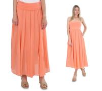 Malito - Damen Maxirock - locker geschnittenes Bandeaukleid aus Baumwolle - Rock mit elastischem Jerseybund 80150 - Apricot