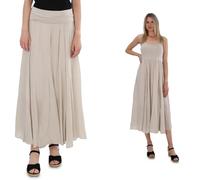 Malito - Damen Maxirock - locker geschnittenes Bandeaukleid aus Baumwolle - Rock mit elastischem Jerseybund 80150 - Beige