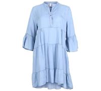 Malito - Damen Midi Denimkleid - Jeanskleid 3/4 Arm - atmungsaktives Sommerkleid - Volantkleid in Jeans-Optik 2308 - Hellblau