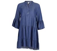 Malito - Damen Midi Denimkleid - Jeanskleid 3/4 Arm - atmungsaktives Sommerkleid - Volantkleid in Jeans-Optik 2308 - Dunkelblau