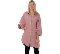 Malito Damen Musselin Bluse - Langarm Blusenhemd - langes Oversize Hemd aus Baumwolle - Long Shirt Strand Cover Up 20914 (Altrosa 34-46)