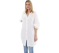 Malito Damen Musselin Bluse - Langarm Blusenhemd - langes Oversize Hemd aus Baumwolle - Long Shirt Strand Cover Up 20914 (weiß 34-46)