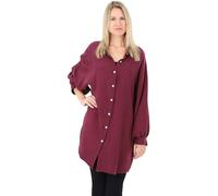 Malito Damen Musselin Bluse - Langarm Blusenhemd - langes Oversize Hemd aus Baumwolle - Long Shirt Strand Cover Up 20914 (Bordeaux 34-46)