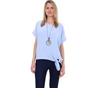 Malito - Damen Oversize Bluse - kurzärmlige Frauen Tunika mit bequemen Schnitt - Elegantes Blusenshirt mit Bindeknoten - lässig & locker 10508 (Größe: 34-42 hellblau)