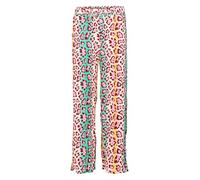 Malito - Damen Plisseehose - lockere weich fließende Chiffonhose - Lange Sommerhose - Trendige Marlenehose 883 - Rosa-Leo S/M