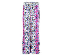 Malito - Damen Plisseehose - lockere weich fließende Chiffonhose - Lange Sommerhose - Trendige Marlenehose 883 - Blau-Leo L/XL