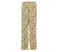 Malito - Damen Plisseehose - lockere weich fließende Chiffonhose - Lange Sommerhose - Trendige Marlenehose 883 - Gelb-Leo L/XL