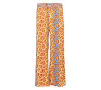 Malito - Damen Plisseehose - lockere weich fließende Chiffonhose - Lange Sommerhose - Trendige Marlenehose 883 - Orange-Leo L/XL