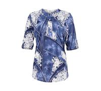 Malito - Damen Schlupfbluse - legere Stretch Bluse - Elegantes Blusenshirt mit 3/4 Arm - Basic Damenbluse 6666 - (Jeansblau 3XL)