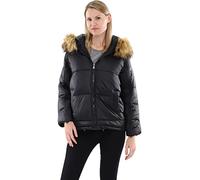 malito Damen Steppmantel | wattierter Winterjacke | Jacke mit Kapuze und Kunstfell - Steppjacke AY133 (schwarz S)