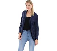 Malito Damen Strickjacke lang | Cardigan im eleganten Design | Angesagter Oversize Look - Weste - Jacke 5021 (dunkelblau)