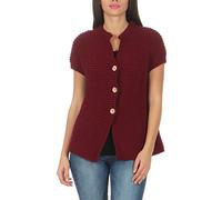 Malito - Damen Strickweste - Langer Kurzarm Cardigan - Basic Strickjacke mit Knöpfen 5060 - (38-42 Bordeaux)