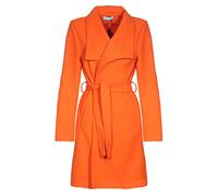 malito - Damen Trenchcoat einfarbig mit Gürtel & Taschen - klassischer Mantel für Herbst & Winter - schicker Übergangsmantel 15142 (Orange | Größe S)