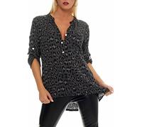 Malito - Unisize Damen Bluse mit Leopardenmuster & ¾ Ärmeln - Animal Print Tunika mit Leo Muster - Elegante Oversize Schlupfbluse 6702 (Größe 34-42)