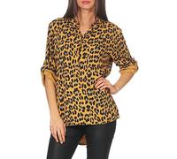 Malito - Unisize Damen Bluse mit Leopardenmuster & ¾ Ärmeln - Animal Print Tunika mit Leo Muster - Elegante Oversize Schlupfbluse 6702 (Größe 34-42)