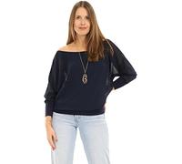 Malito - Unisize Damen Bluse schulterfrei mit Kette - Langärmlige Frauen Tunika mit elastischen Ärmelbündchen - Elegantes Oversize Blusenshirt Langarm mit breitem Bund - Shirt 1133 (Größe 34-42)