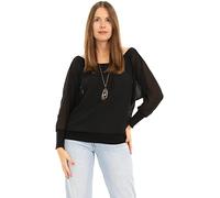 Malito - Unisize Damen Bluse schulterfrei mit Kette - Langärmlige Frauen Tunika mit elastischen Ärmelbündchen - Elegantes Oversize Blusenshirt Langarm mit breitem Bund - Shirt 1133 (Größe 34-42)