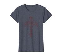Mall Goth Grunge Aesthetic Gothic Kreuz T-Shirt, Damen, Blau Meliert, 3XL