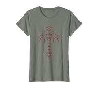 Mall Goth Grunge Aesthetic Gothic Kreuz T-Shirt, Damen, Heidekraut/Armeegrün, XS