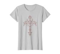 Mall Goth Grunge Aesthetic Gothic Kreuz T-Shirt, Damen, Silber, XL